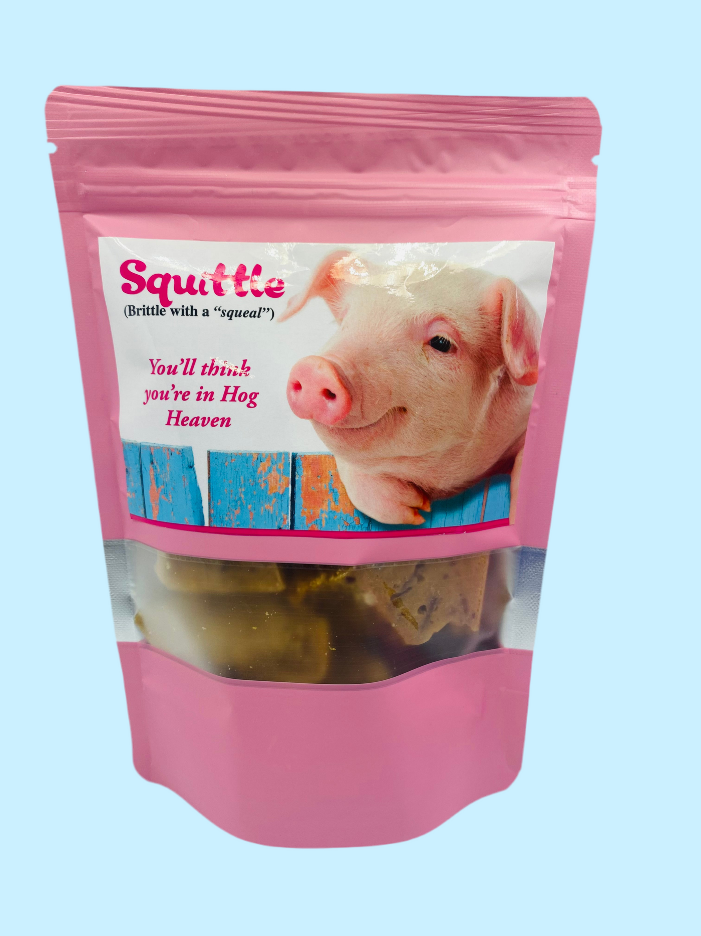 Squittle (brittle with a “squeal”)